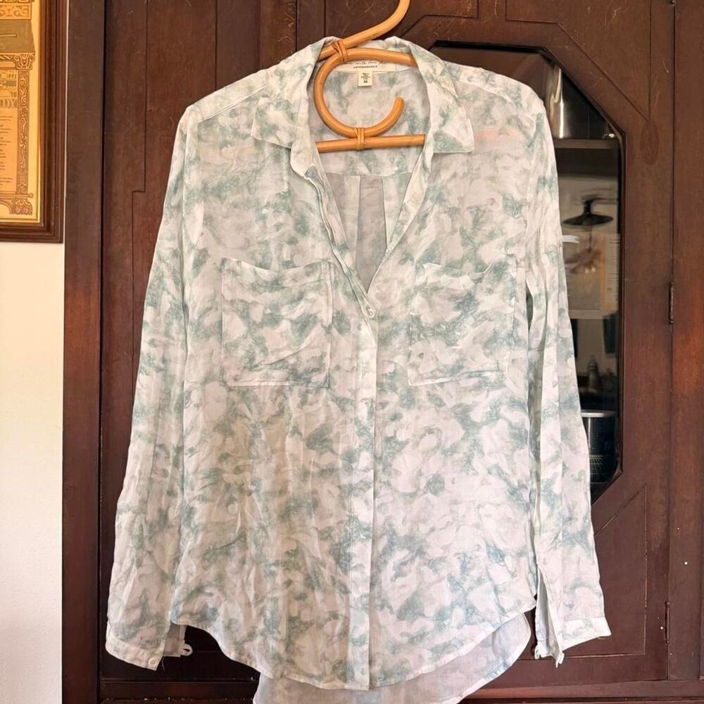 Blue Tie Dye Button Down Shirt | Anthropologie Cloth & Stone